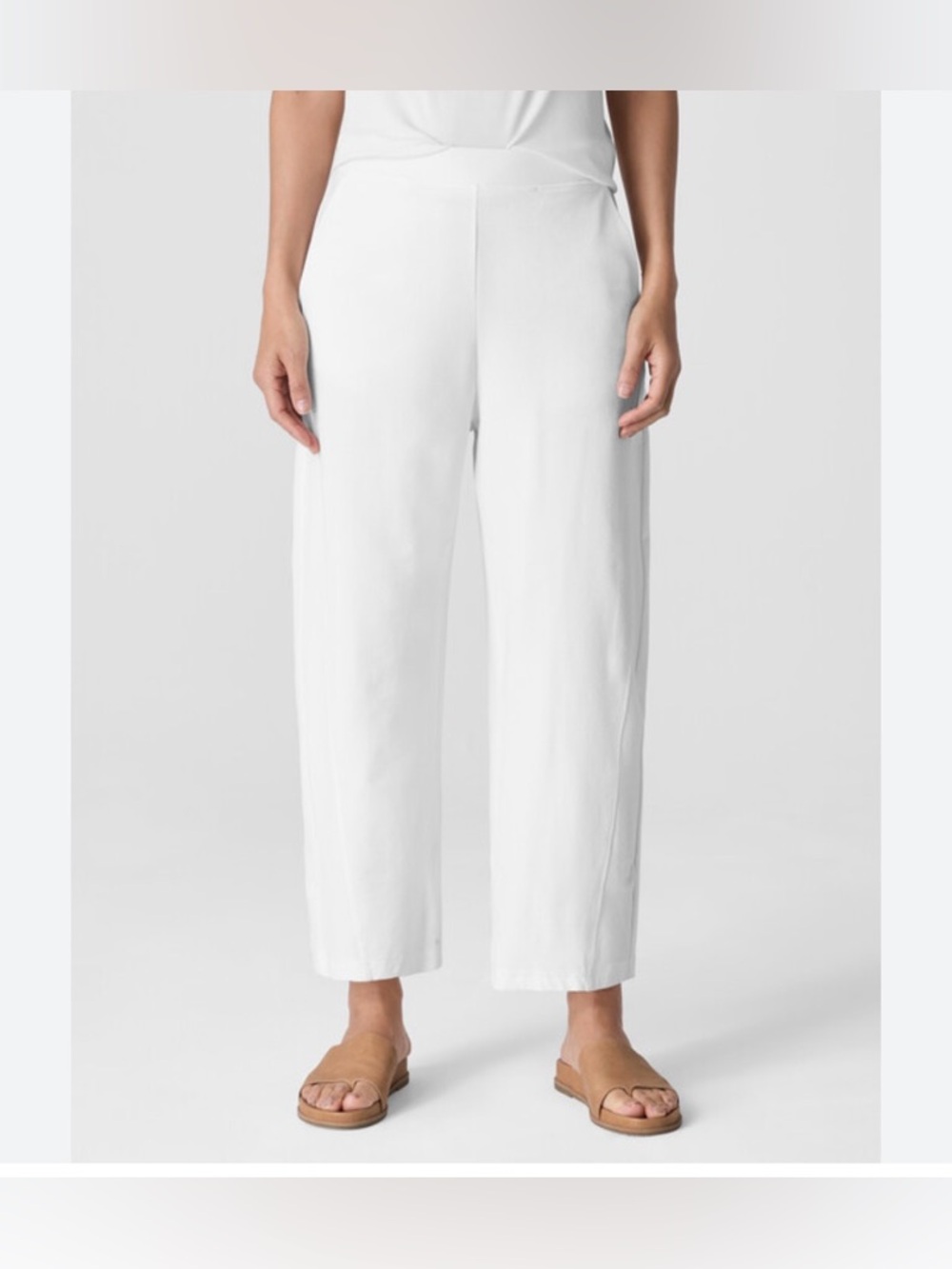 Eileen Fisher White Cropped Wide-Leg Pants 70% viscose size L - Picture 1 of 10